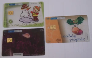 GREECE 3 different Transparent Greek Phonecards with theme: Christmas & Seabed ! - Foto 1 di 2