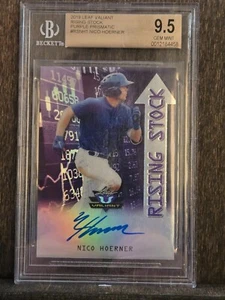 2019 Leaf Valiant Rising Stock Purple Prismatic Nico Hoerner Auto /15 BGS 9.5 - Picture 1 of 3