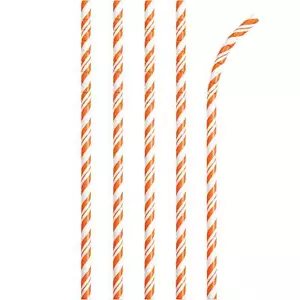 Creative Converting Striped Paper Straws, One Size, Orange/White 3 PACK - Picture 1 of 4