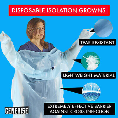 Disposable Isolation Gown Apron Enhanced Fluid Resistance Full Body Protection • 3.29£