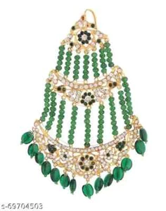 Set di gioielli indiani Joharibazar placcati in oro Kundan Hedrabadi jhumar I... - Foto 1 di 3