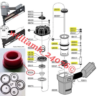 Senco Framing Nailer FramePro 701-XP 702-XP 751 752 600 O ring Kit + BF0204