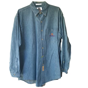 Vintage BD Baggies Foundry Crown Royal Denim Shirt Long Sleeve MadeUSA XL Cotton - Picture 1 of 15