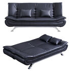 Adjustable Sofa Bed Pu Leather Upholstered Couch Sofabed Recliner With Cushion
