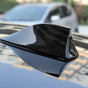 Black Universal Shark Fin Roof Antenna Aerial FM/AM Radio Signal Decor Car Trim - Picture 1 of 12