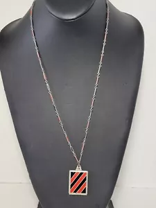 Vintage Art Deco Locket Necklace Red/Black Jewelry Fashion - Picture 1 of 9