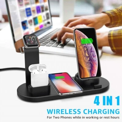 Wireless Charger 4 in1 Charging Dock Station for AirPods Apple iWatch iPhone - Image 1 of 4