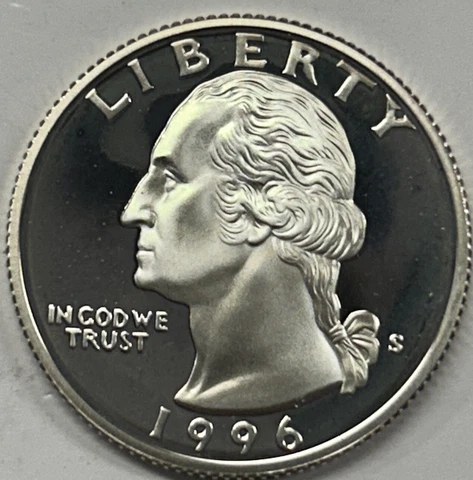 1996 S Proof Silver Washington Quarter From Proof Set With Free Shipping Cover