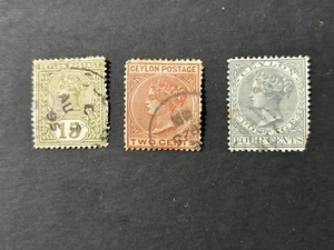 Ceylon 3 Stamps Queen Victoria Used - Foto 1 di 2
