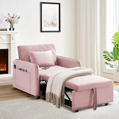 Cama cadeira-cama conversível 3 em 1 com encosto ajustável e porta USB - Imagem 1 de 4