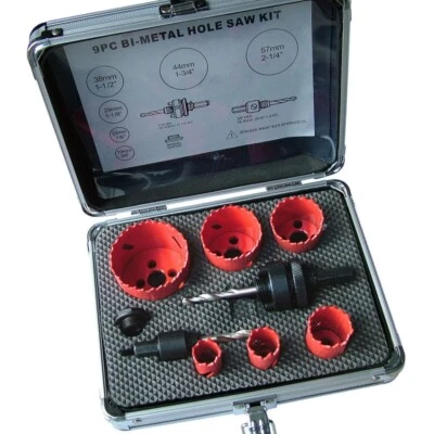 TOOLZONE 9PC BI METAL HSS HOLE SAW CUTTING SET FOR METAL STEEL IRON BRASS ALUMINIUM WOOD