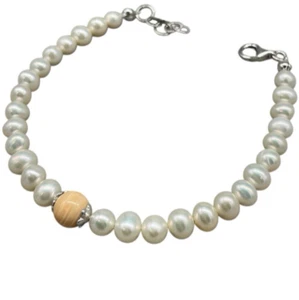 Bracciale femminile di perle bianche lisce tonde in Argento 925 firmato Gioja - Foto 1 di 12