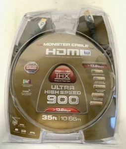 NEW Monster 114020-00 Ultra High Speed 900 13.8Gbps HDMI Cable 35ft 10.66m Black - Afbeelding 1 van 2