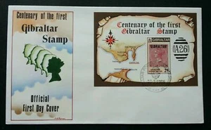 [SJ] Gibraltar Centenary Of The First Stamp 1986 (miniature FDC) - Picture 1 of 5