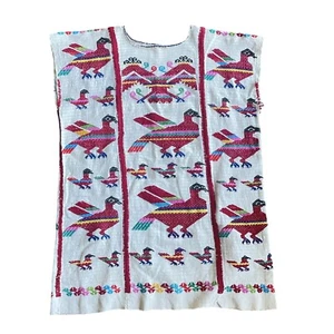 VTG Handwoven Chinantec Oaxaca Huipil Tunic W/ Bird Motif Handmade South America - Picture 1 of 12