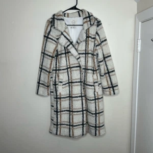 Stoosh Long Plaid Teddy Longline Jacket size Medium - Bild 1 von 6