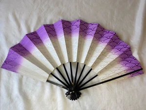 Vintage Geisha Odori ‘Maiogi' Purple Folding Dance Fan Kyoto Japan KYOSENDO 11" - Picture 1 of 13