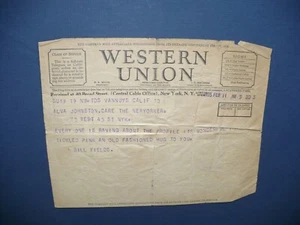 W. C. FIELDS TELEGRAM FEBRUARY 1935 - Picture 1 of 1