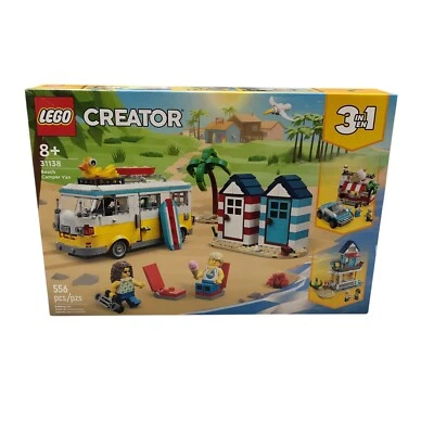 LEGO Creator Beach Camper Van 31138 Toy Build 556 Pieces 3 in 1 Fun Hobby Create - Image 1 of 4