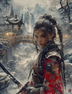 Stampa artistica giapponese Onna Bugeisha samurai principessa guerriera fantasia giclée 8,5x11 - Foto 1 di 2