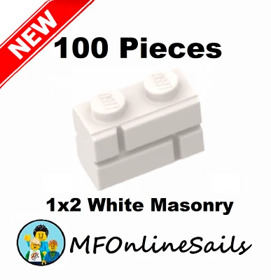 **NEW** 100x Genuine LEGO 1x2 Masonry Bricks - White - Piece 98283 - Image 1 of 4