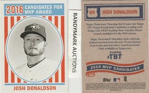 Josh Donaldson BLUE JAYS TOPPS 2016 THROWBACK MVP CANDIDATES TBT 89 SP 540 - Picture 1 of 3