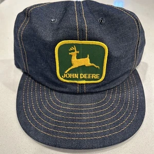 Vintage John Deere Patch Full Denim Trucker Hat Snapback Cap Louisville K USA - Picture 1 of 13