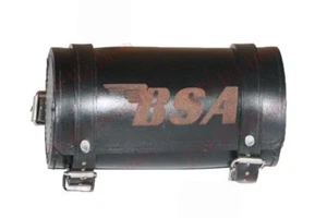 Vintage Pure Schwarz Leder Hergestellt Werkzeug Tasche Rolle Mit BSA Logo Gravur - Picture 1 of 3