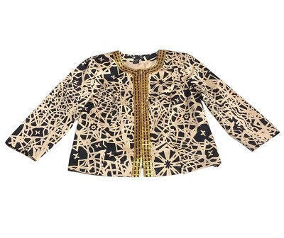 Chaqueta Blazer Carole Little Vintage Mujer Grande Ribete Geométrico Lentejuelas Manga 3/4 Foto 1 de 4