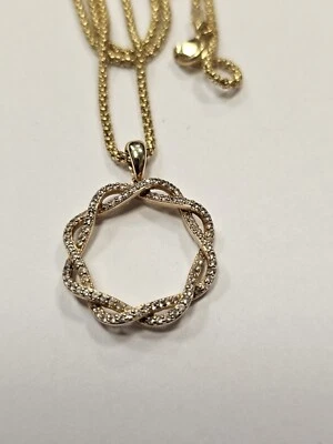 Серебро золотой тон 19» длинное ожерелье 1» длинный подвеска Cz Infinity - Изображение 1 из 4