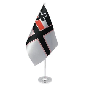 Germany WWI Imperial Ensign Satin & Chrome Premium Table Flag - Picture 1 of 7