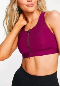 NIKE DRI FIT WOMENS SWOOSH ZIP FRONT PADDED TRAINING TOPS BRA DD1205-610 - Picture 1 of 4