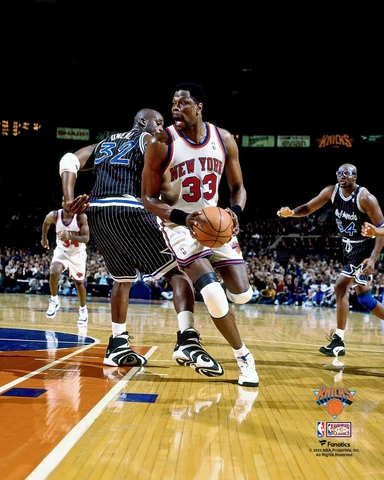 Patrick Ewing New York Knicks Unsigned White Jersey Spinning Around Cover
