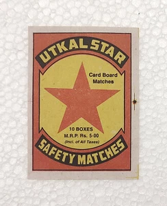 Vintage Original Utkal Star Safety Matches Card Board Matches Lables Collections - Picture 1 of 4