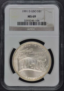 1991 D USO Modern Commemorative S$1 NGC MS69 - Picture 1 of 2