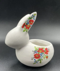 Ostern Keramik Hase Kaninchen Blumentopf Kreuzstich Petit Point Design Blume - Bild 1 von 6