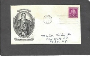 #965 3c HARLAN FISK STONE FDC-CHESTERFIELD,NH AUG 25-1948 SMARTCRAFT CACHET - Picture 1 of 1