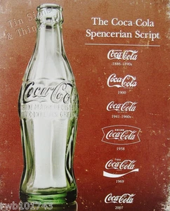Coca Cola Spencerian Script TIN SIGN vintage bottle metal poster coke decor 1952 - Picture 1 of 10