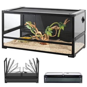 50 Gallon Tempered Glass Reptile Large Terrarium Tank with Black PVC Back Pan... - Picture 1 of 8