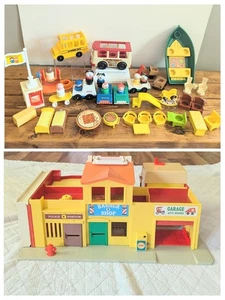 De colección Años 70 Fisher Price Little People Play Family Village Juego Barco Autobús - Imagen 1 de 24