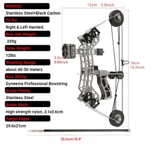 10" Mini Compound Bow Arrows Kit Archery Target Shooting Game Toy Gift Gun 12lbs - Picture 1 of 18