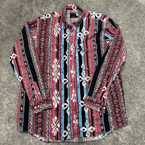 Vintage Frontier Series Wild Southwestern Aztec Button Down Shirt Size XLT - Picture 1 of 13
