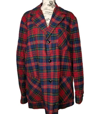 Vintage 60s Pendleton Plaid Wool Jacket Topster Blazer Coat MacLean Tartan A002 - Image 1 of 4