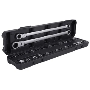 Commercial Grade Flex Head Wrench Set 8-22mm Socket Chrome Steel Tool Kit - Picture 1 of 12