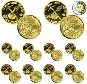 LOTE 10 RONDAS PROSPECTORAS DE ORO FINO MONARCA .9999 DE 1/100 OZ EN CÁPSULA BU - Imagen 1 de 5