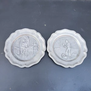 (2) Vintage Pewder Wall Plates Spain Masonry Pottery - Picture 1 of 14