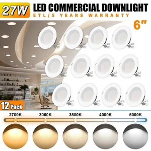 12 Pack 6 Inch 27W 5CCT LED Recessed Ceiling Light Commercial Downlight Dimmable - Picture 1 of 14