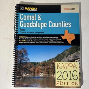 Comal & Guadalupe County Texas Street Atlas 2016 Kappa MAPSCO Guide TX Map - Picture 1 of 17
