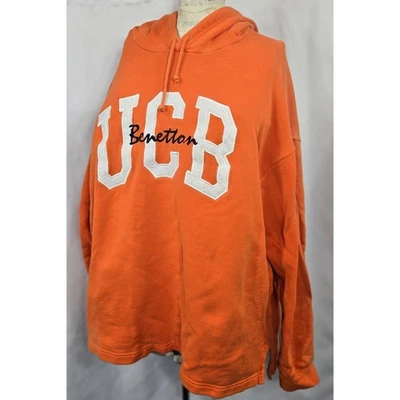 UCB Benetton Orange Hoodie Pullover Oversized Casual Sweatshirt Y2K Large - Image 1 of 4