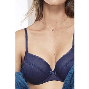 Chantelle Paris 14710 Parisian Plunge Underwire Bra Blue Sapphire 36DDDD 36G WOW - Picture 1 of 8